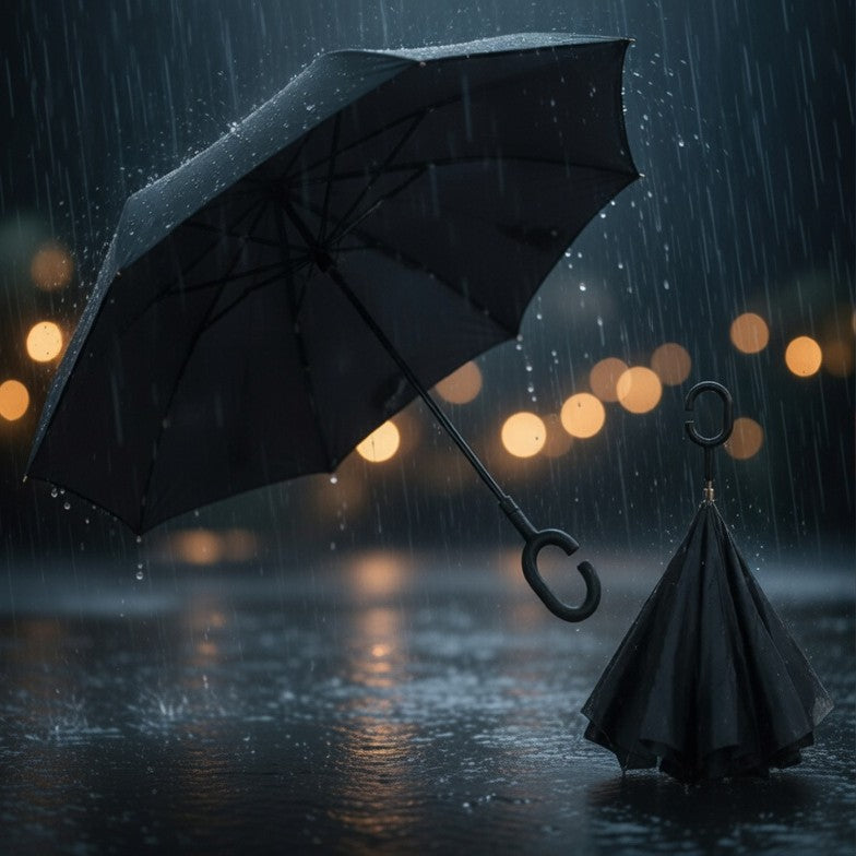 Windproof Double-Layer Inverted Umbrella – UPF 50+, C-Handle