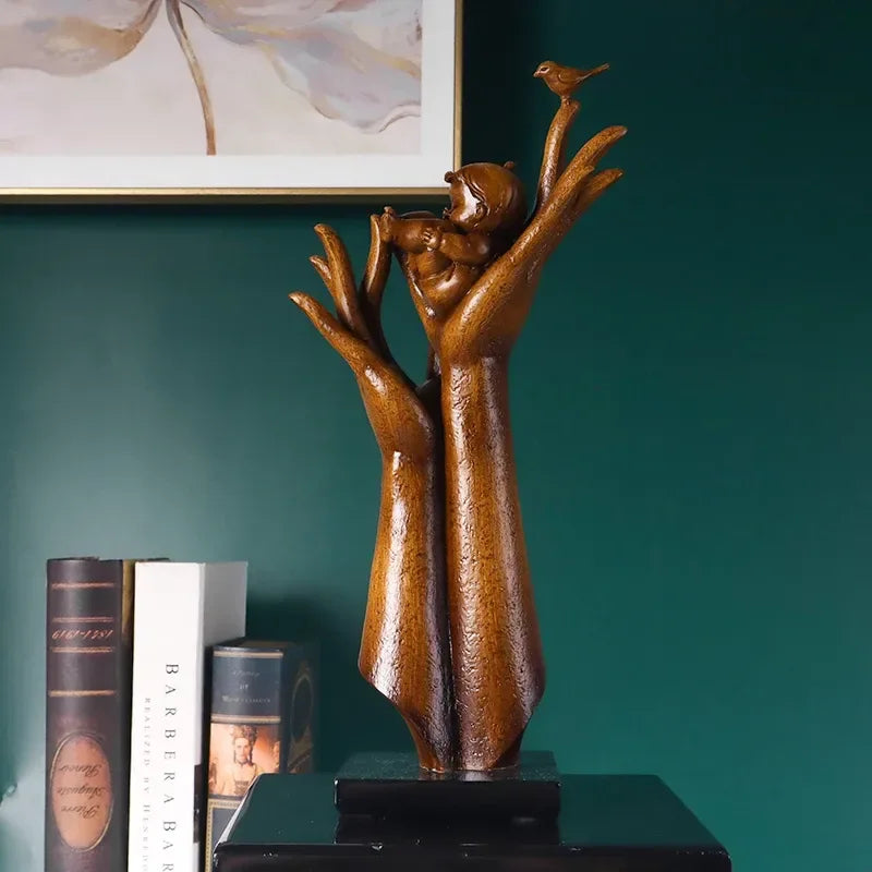 Hand of Aspiration Resin Sculpture – Wood Grain Decor