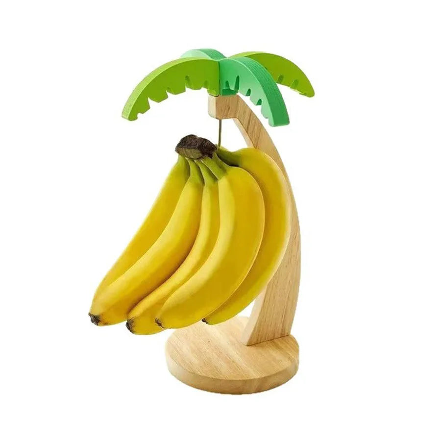 Wooden Banana Hanging Rack – Decorative Leaf Fruit Storage Stand