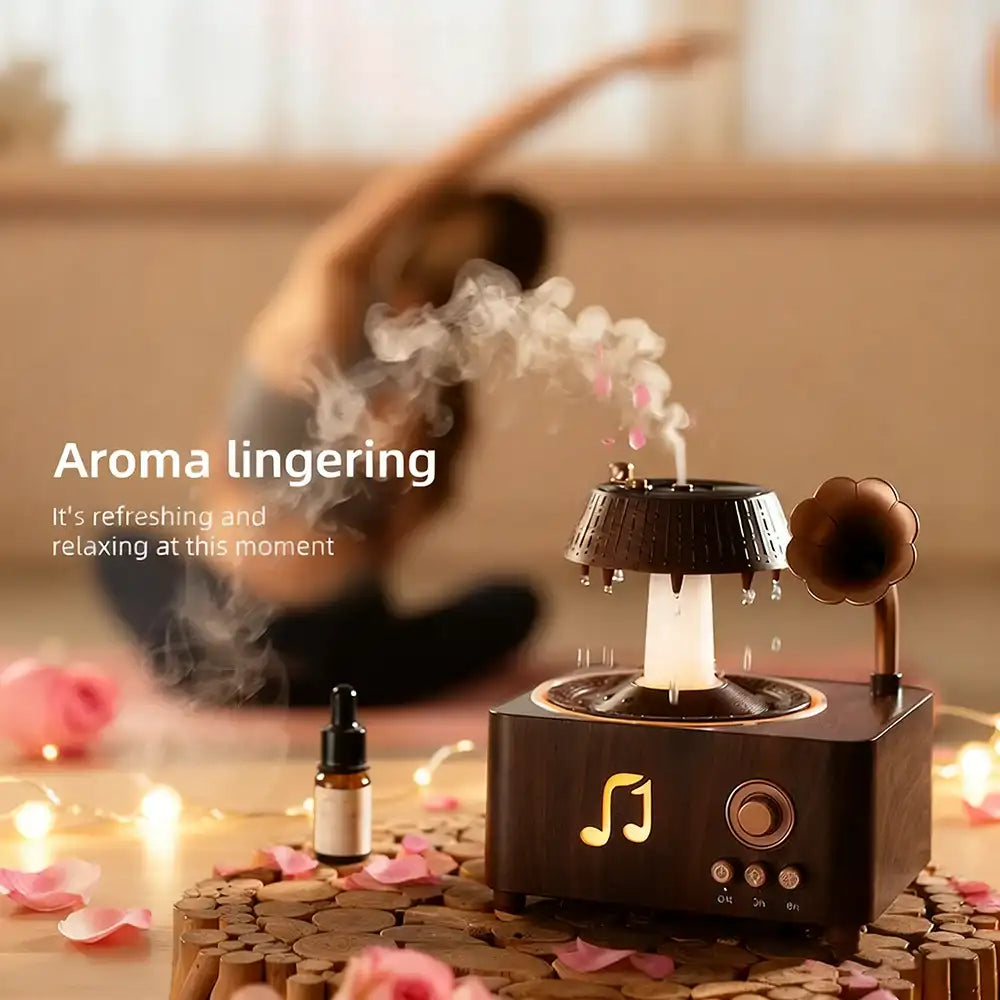 Retro Gramophone Raindrop Aroma Diffuser - Bluetooth Speaker
