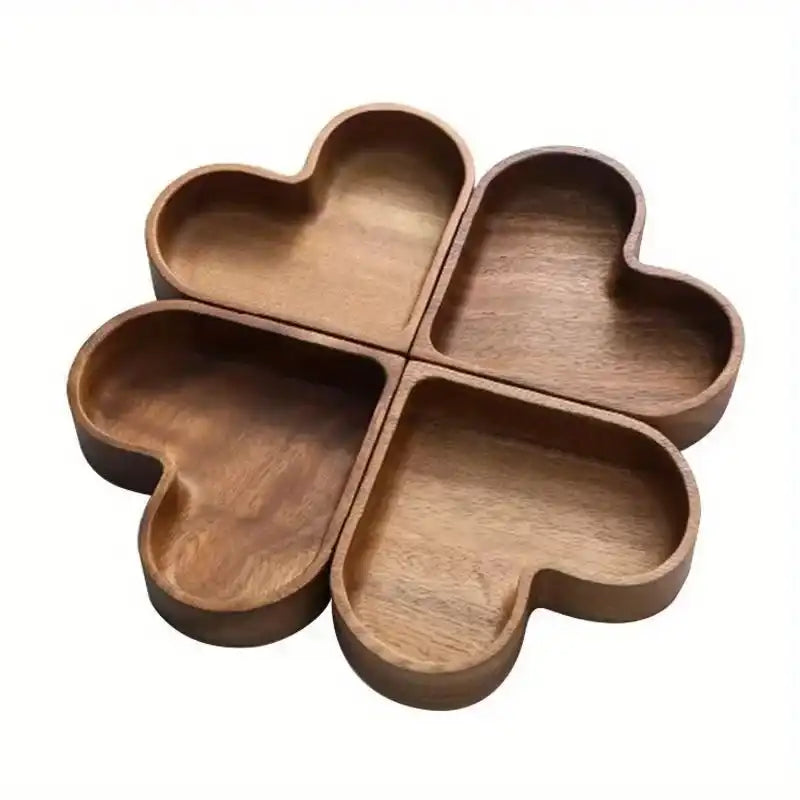 Heart Shaped Wooden Serving Tray - Walnut Dessert & Fruit Dish