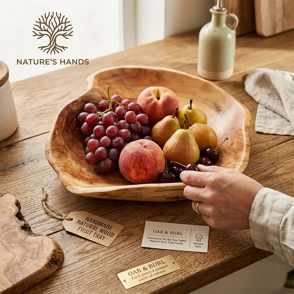 Handmade Natural Wood Fruit Tray - Irregular Bowl for Serving