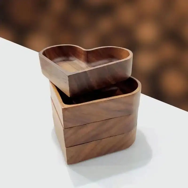 Heart Shaped Wooden Serving Tray - Walnut Dessert & Fruit Dish