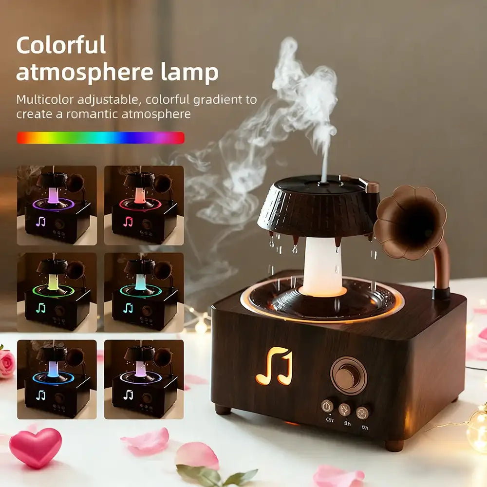 Retro Gramophone Raindrop Aroma Diffuser - Bluetooth Speaker