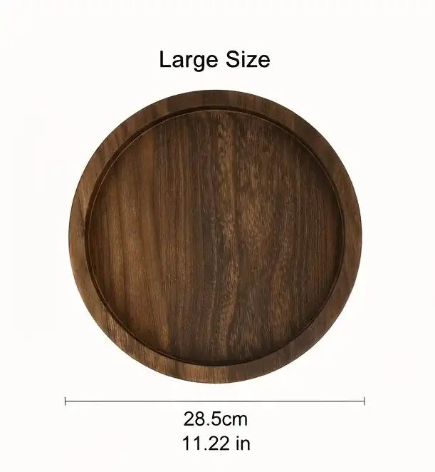 Farmhouse Round Wood Serving Tray - Plate for Candles & Centerpieces