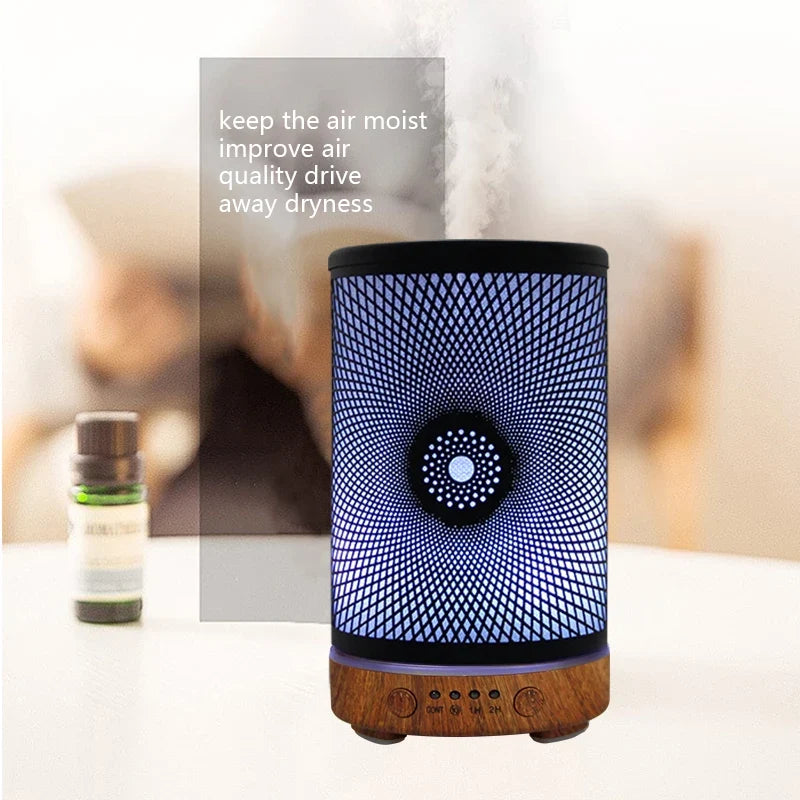 Wrought Iron Aroma Diffuser 100ml Ultrasonic Humidifier & 7-Color LED Light