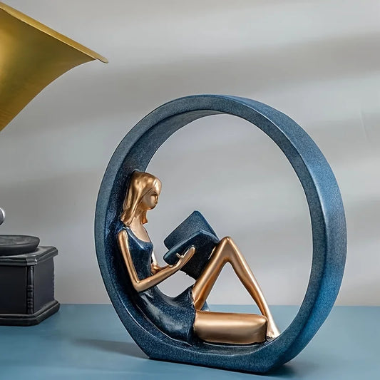 Yoga Reading "OK" Girl Ornament Modern Resin Literary Sculpture
