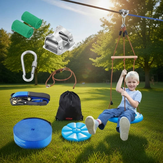 Zipline Kit for Kids & Adults – 52ft Backyard Zip Line Set