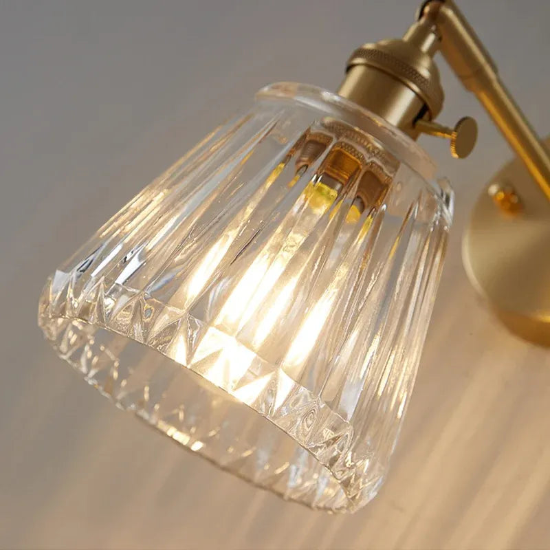 Nordic Brass Glass Wall Lamp – Retro Bedside Sconce