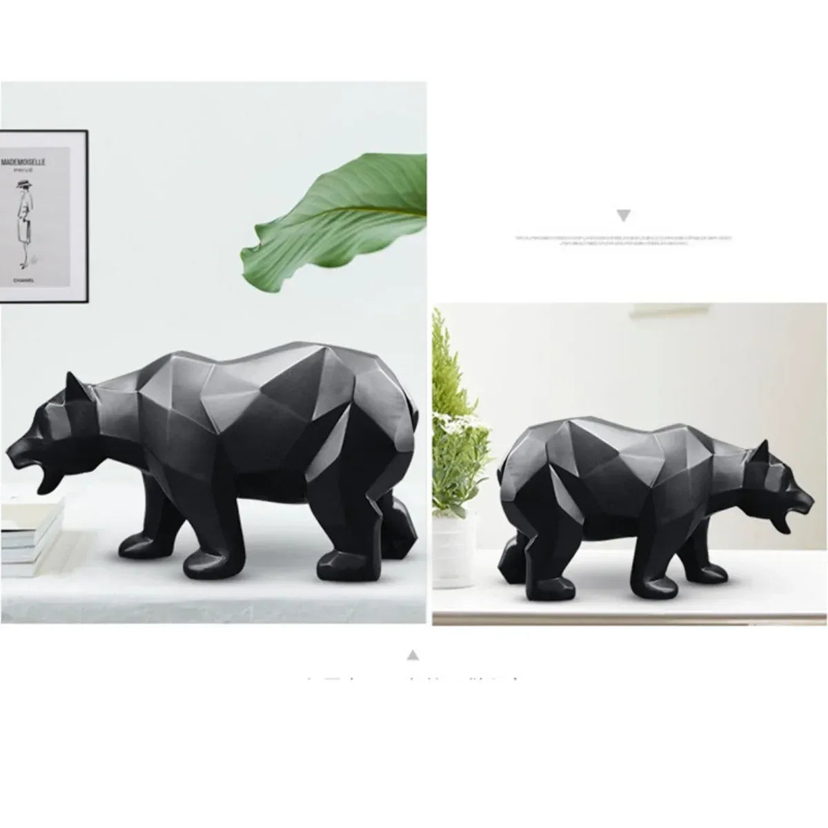 Modern Geometric Bear Sculpture – Nordic Resin Statue