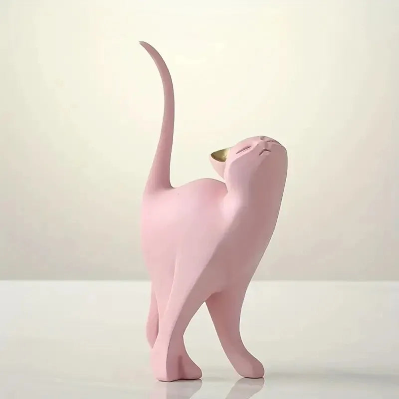 Nordic Couple Cat Sculpture – Resin Love Cat Home Decor