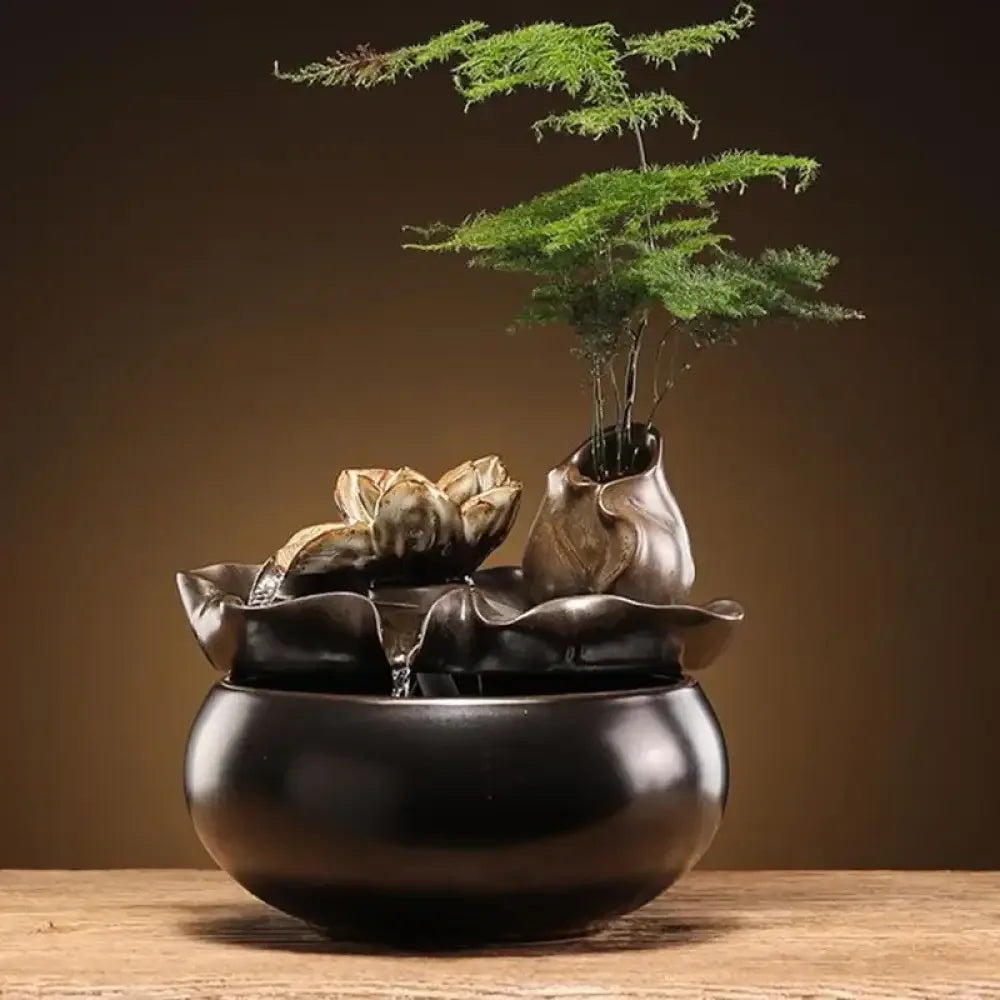Ceramic Zen Cat Water Fountain Silent Desktop Waterfall Pet Drinker Lead-Free