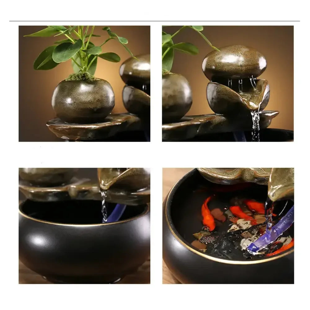 Ceramic Zen Cat Water Fountain Silent Desktop Waterfall Pet Drinker Lead-Free