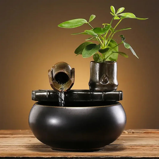 Ceramic Zen Cat Water Fountain Silent Desktop Waterfall Pet Drinker Lead-Free
