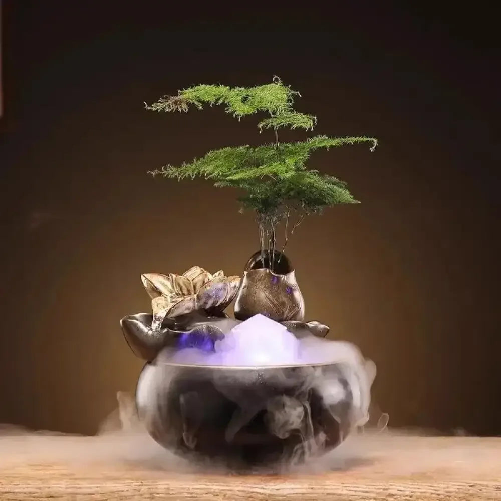 Ceramic Zen Cat Water Fountain Silent Desktop Waterfall Pet Drinker Lead-Free