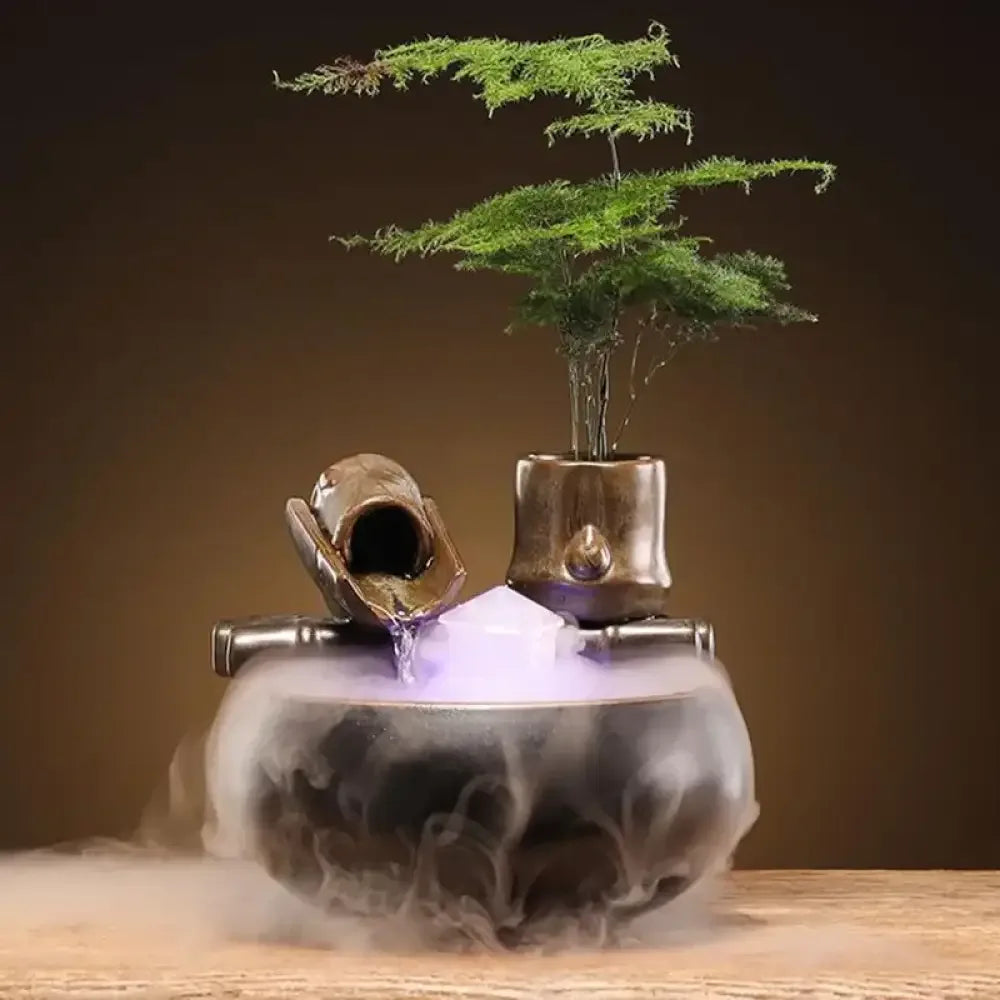 Ceramic Zen Cat Water Fountain Silent Desktop Waterfall Pet Drinker Lead-Free