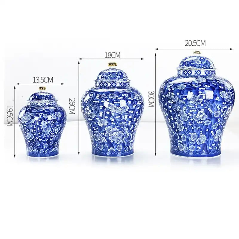 Handcrafted Ceramic Cremation Urn - Blue & White Plum Blossom