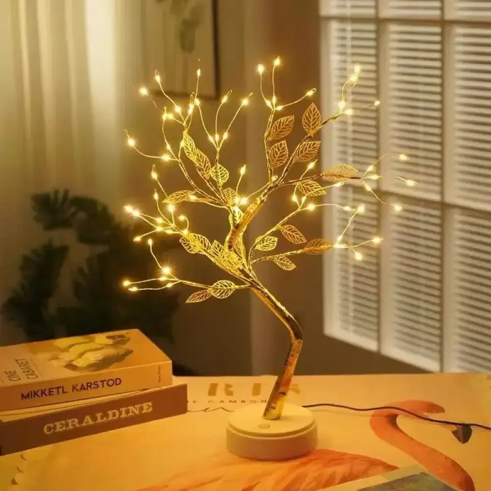Cherry Blossom Tree Night Light Artificial Bonsai LED Lamp with Touch Switch