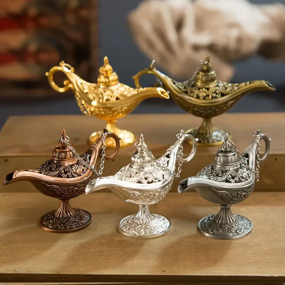 Classic Rare Hollow Legend Aladdin Magic Genie Lamps Incense Burners Retro