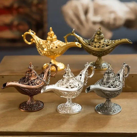 Classic Rare Hollow Legend Aladdin Magic Genie Lamps Incense Burners Retro
