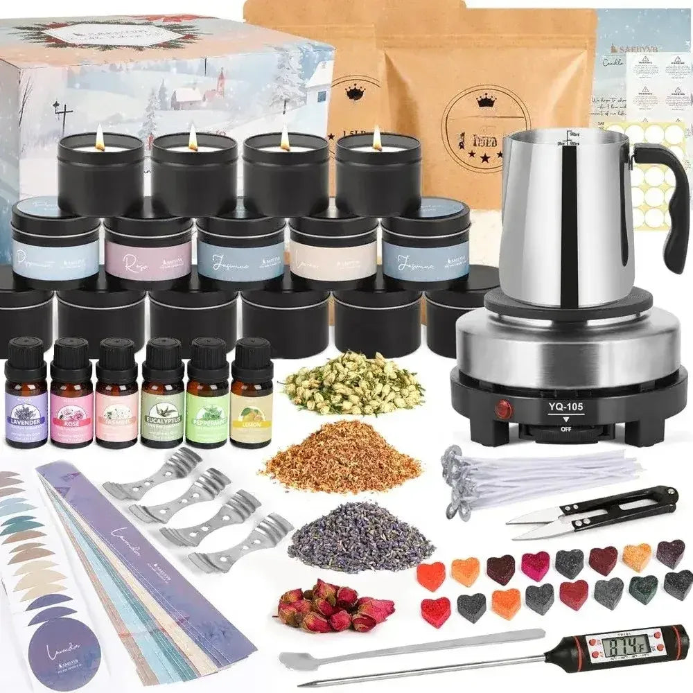 Complete Candle Making Kit with Wax Melter & Supplies – DIY Soy Wax Candle Kit for Adults Beginners