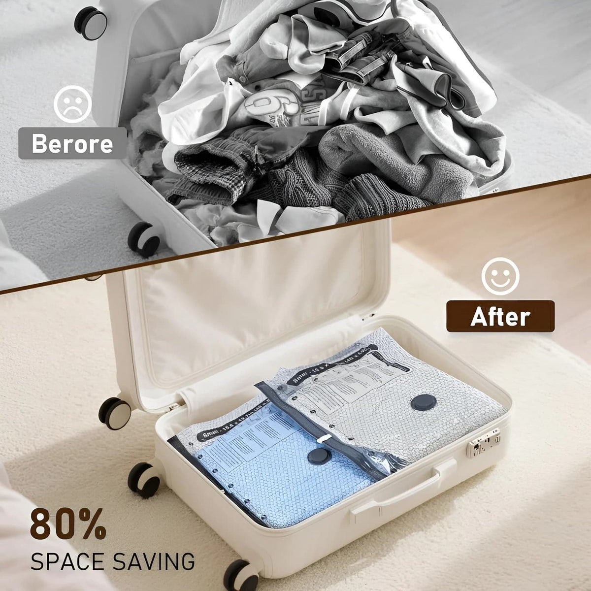 Cordless Compression Travel Vacuum Bag Set-15 Pack