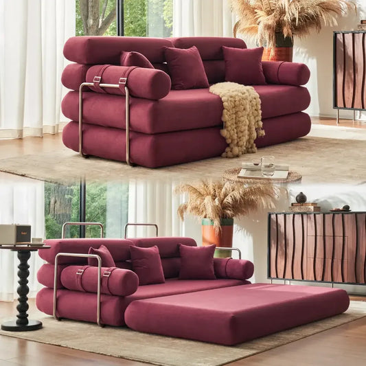 Convertible Sleeper Sofa – High-Back Floor Couch Bed All-Foam Memory
