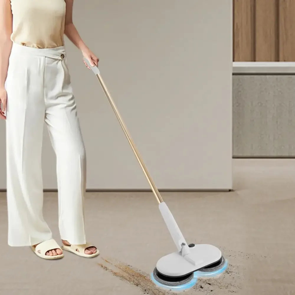 Cordless Electric Spin Mop | Rechargeable Lithium Battery, Adjustable Height & 4 Microfiber Pads