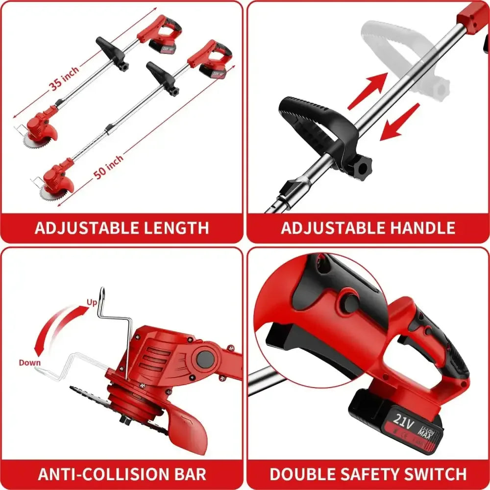 Cordless Lawn Trimmer & Edger with 2 Batteries