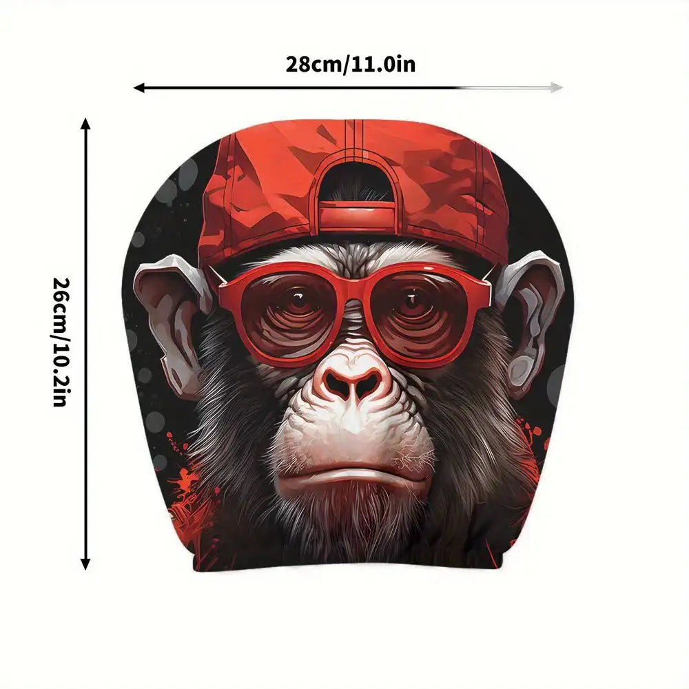 Cool Gorilla Car Headrest Covers - Set of 2, Red Streetwear Design
