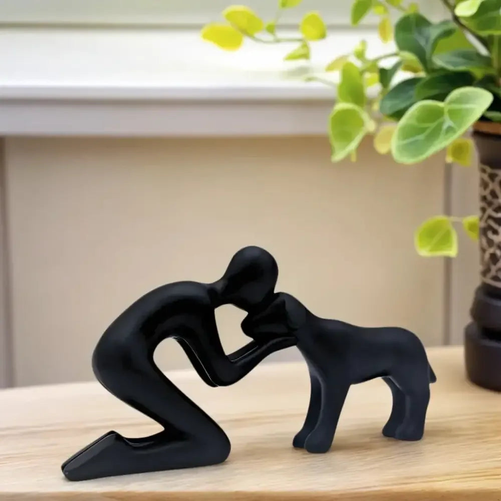 Creative Dog and Owner Resin Statue Pet Lover Home Decor Gift