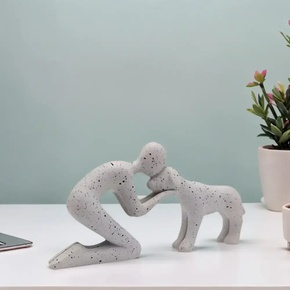 Creative Dog and Owner Resin Statue Pet Lover Home Decor Gift