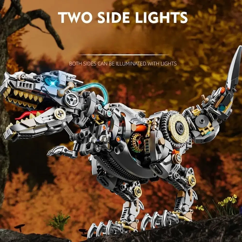 Jurassic Mechanical T-Rex Building Blocks Kit Light-Up Dinosaur Model Assembly