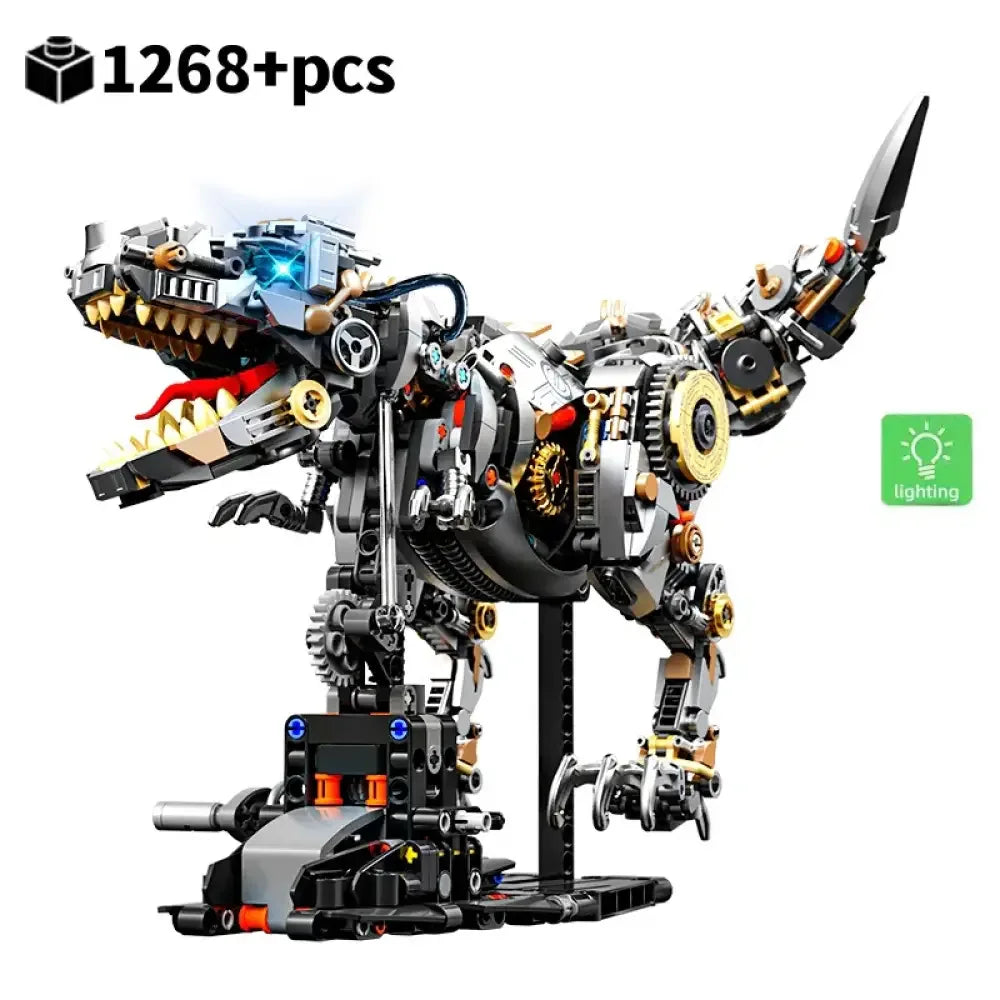 Jurassic Mechanical T-Rex Building Blocks Kit Light-Up Dinosaur Model Assembly