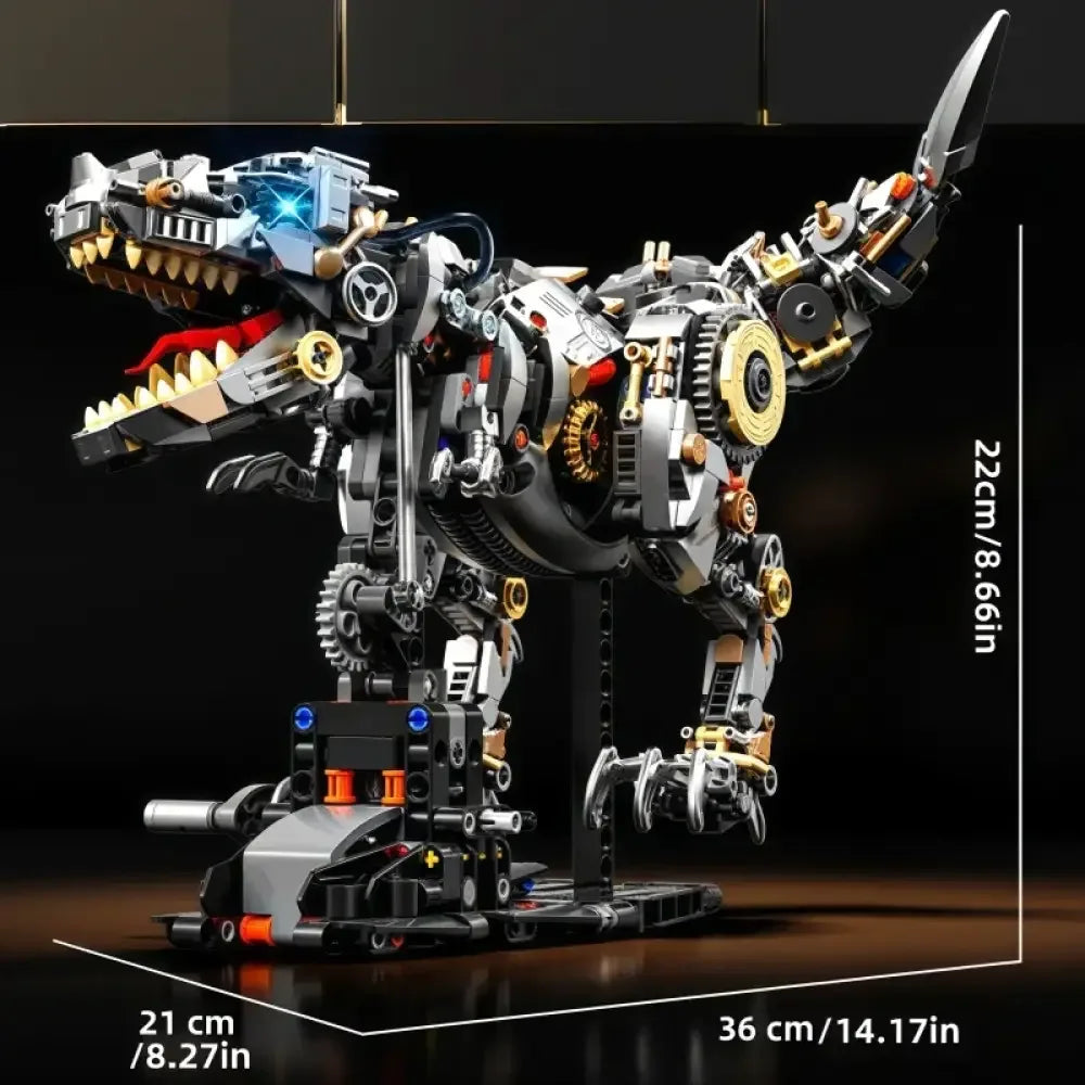 Jurassic Mechanical T-Rex Building Blocks Kit Light-Up Dinosaur Model Assembly