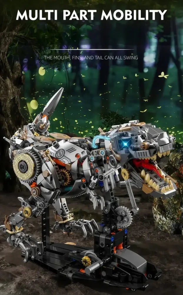 Jurassic Mechanical T-Rex Building Blocks Kit Light-Up Dinosaur Model Assembly