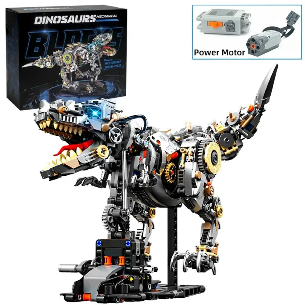 Jurassic Mechanical T-Rex Building Blocks Kit Light-Up Dinosaur Model Assembly