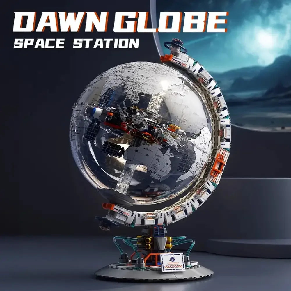 Transparent Globe Space Station Building Blocks High Tech Construction Brick Set