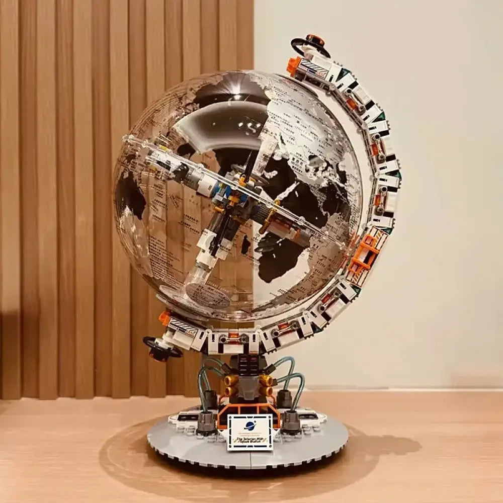 Transparent Globe Space Station Building Blocks High Tech Construction Brick Set