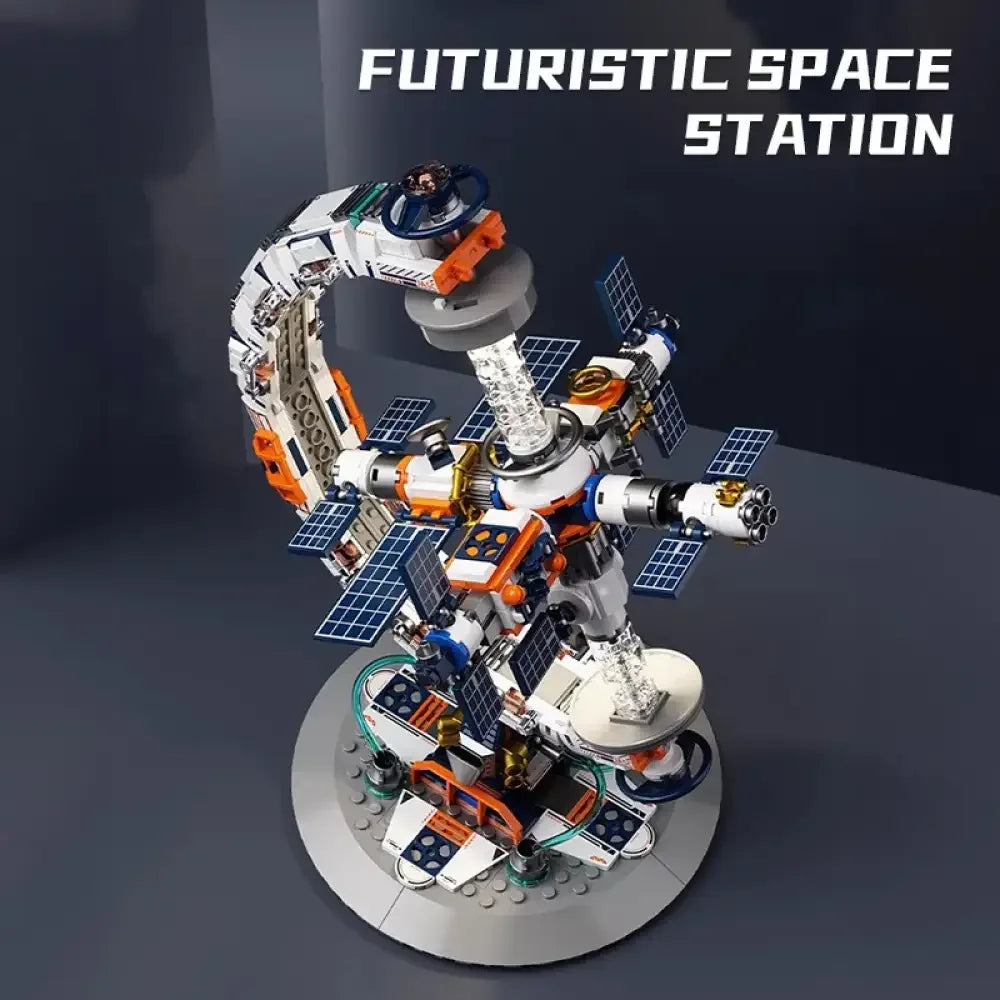 Transparent Globe Space Station Building Blocks High Tech Construction Brick Set