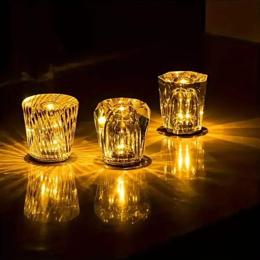Crystal Diamond Night Light Rechargeable Table Lamp - Romantic Bedside Accent