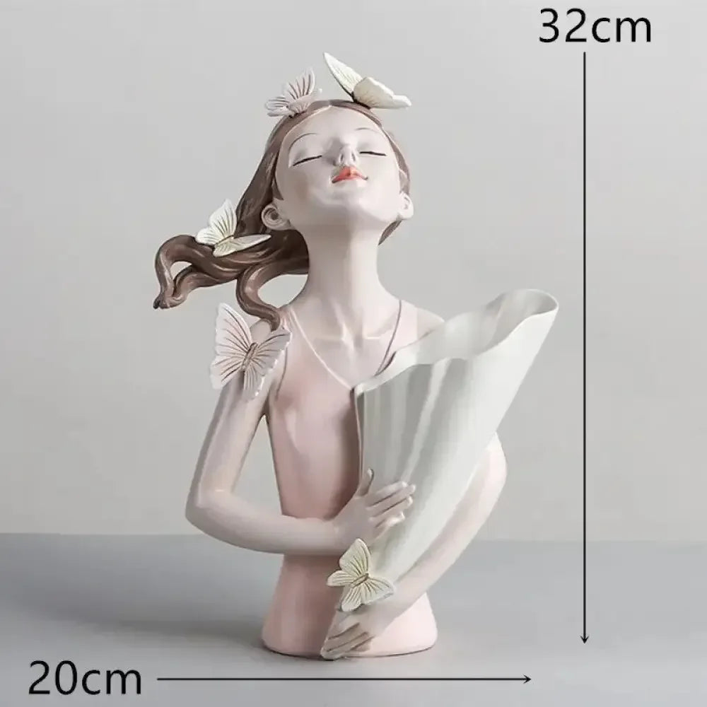 Cute creative Bouquet Girl Ornaments Sculpture Statue