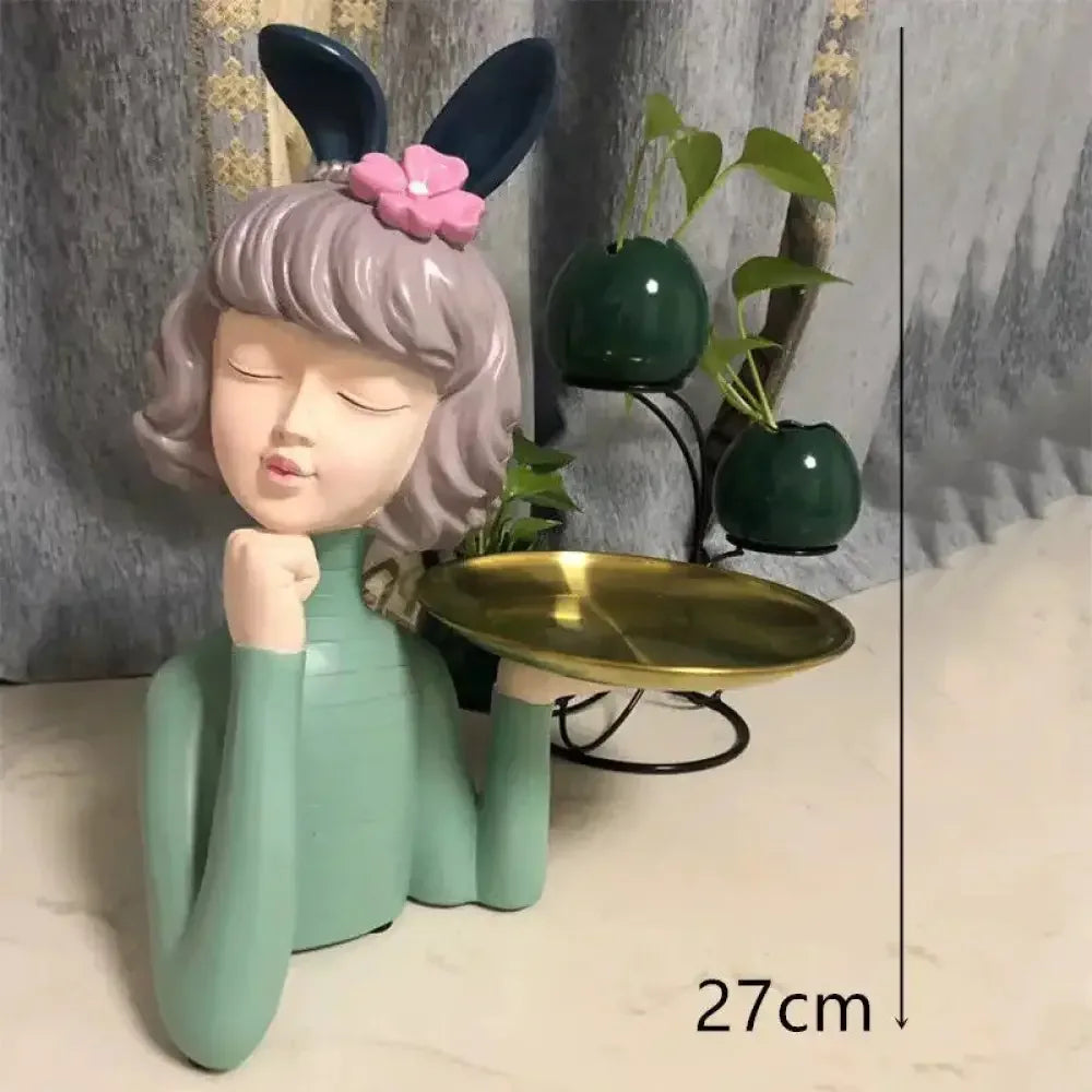 Cute creative Bouquet Girl Ornaments Sculpture Statue