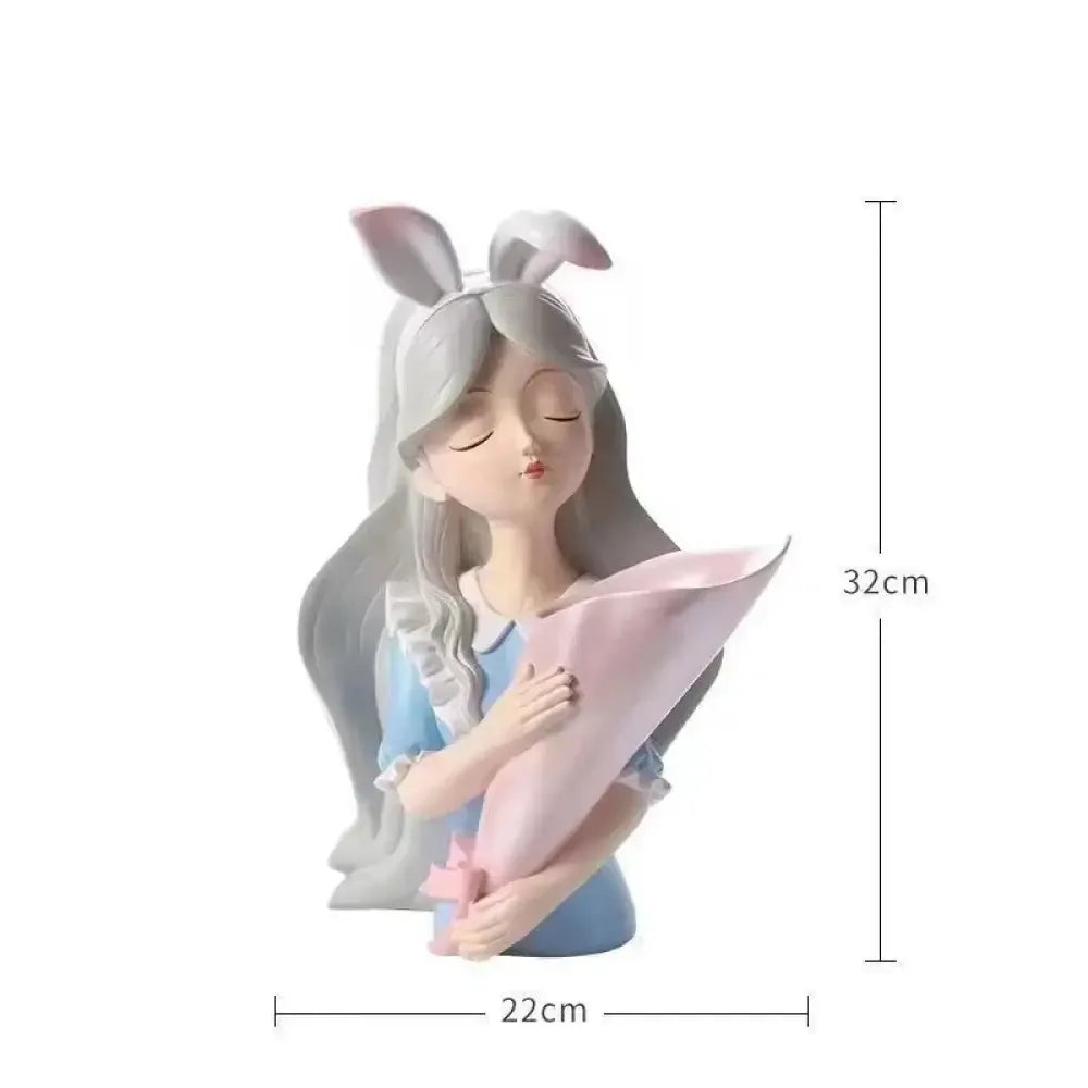 Cute creative Bouquet Girl Ornaments Sculpture Statue