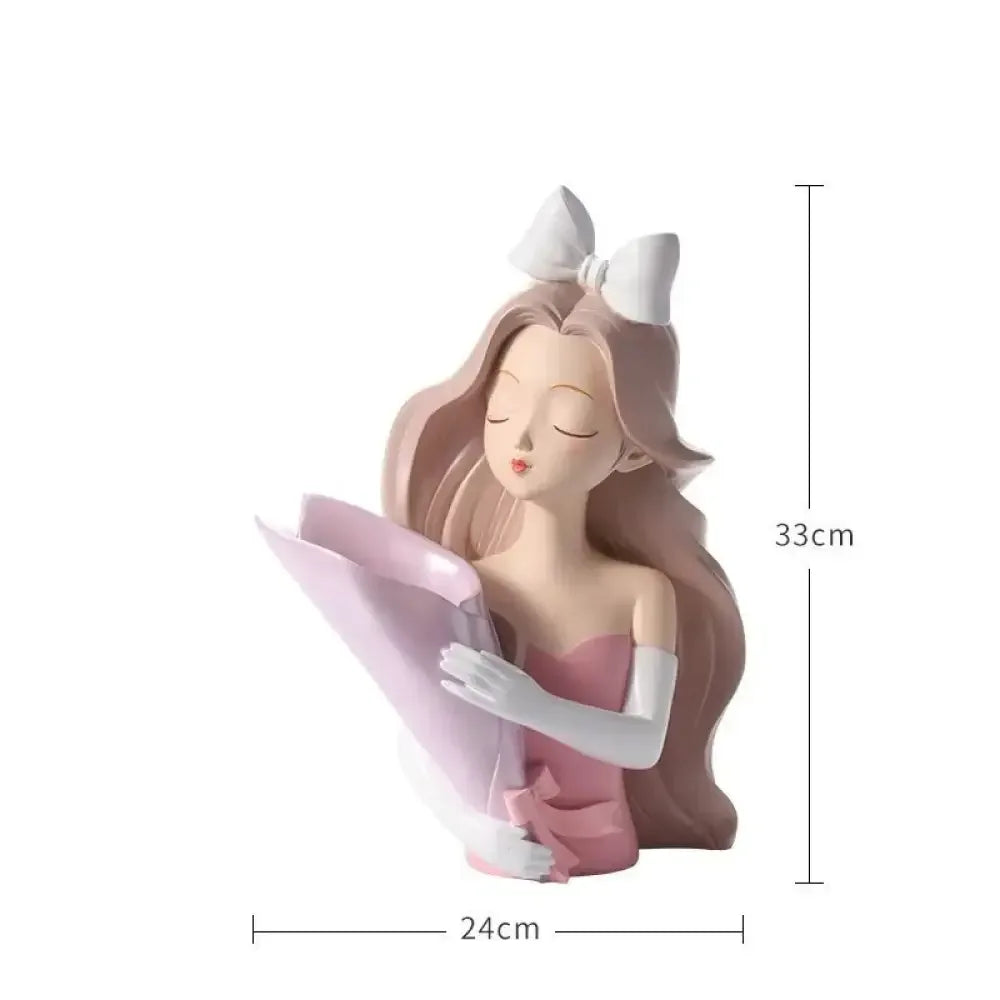 Cute creative Bouquet Girl Ornaments Sculpture Statue