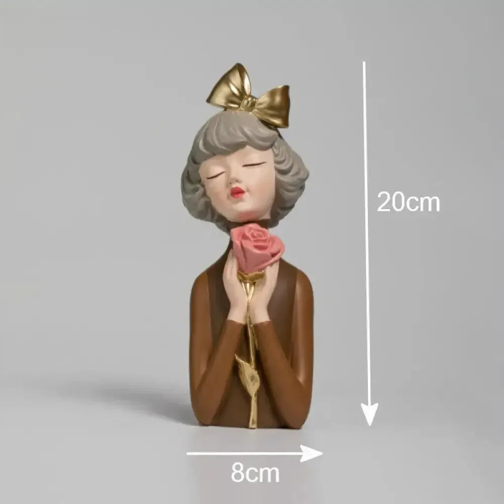 Cute creative Bouquet Girl Ornaments Sculpture Statue
