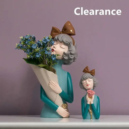 Cute creative Bouquet Girl Ornaments Sculpture Statue