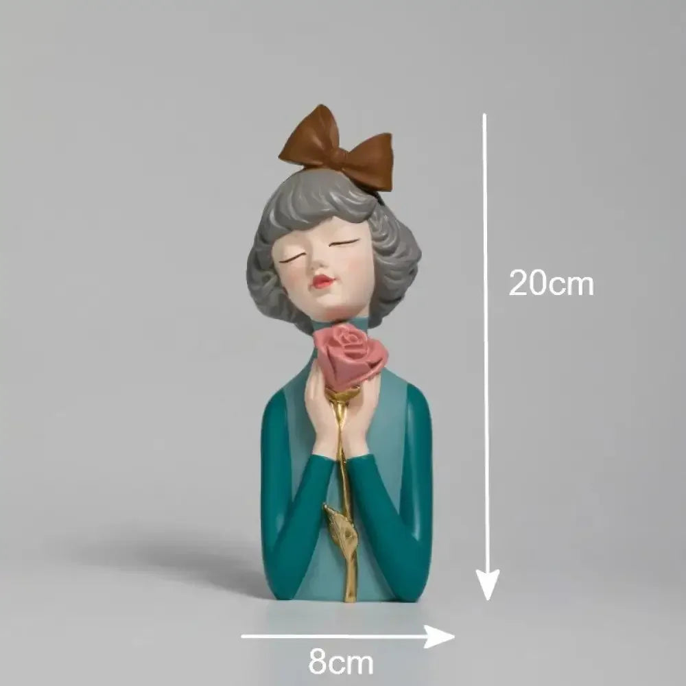 Cute creative Bouquet Girl Ornaments Sculpture Statue