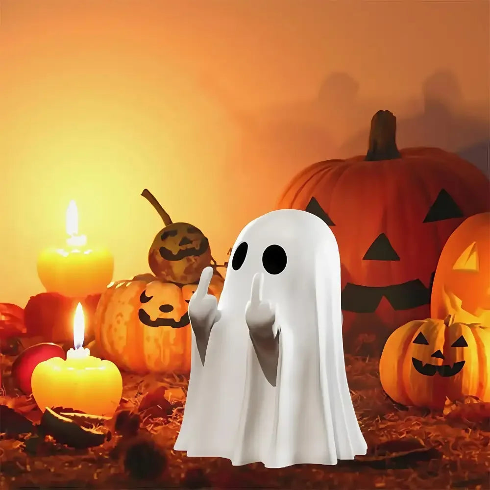 Cute Middle Finger Ghost Statue Funny Halloween Decor & Centerpiece