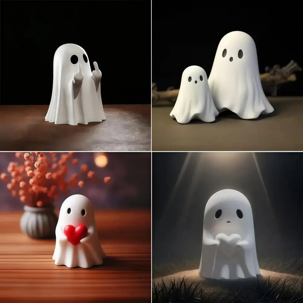 Cute Middle Finger Ghost Statue Funny Halloween Decor & Centerpiece